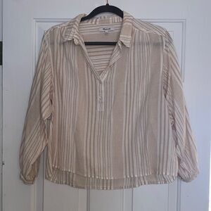 Madewell Beige Striped Blouse